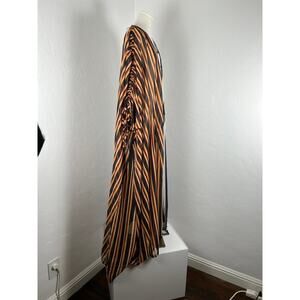EIEN Striped Button-up Robe in Black/White/Red/Yellow (Woman's: Small)